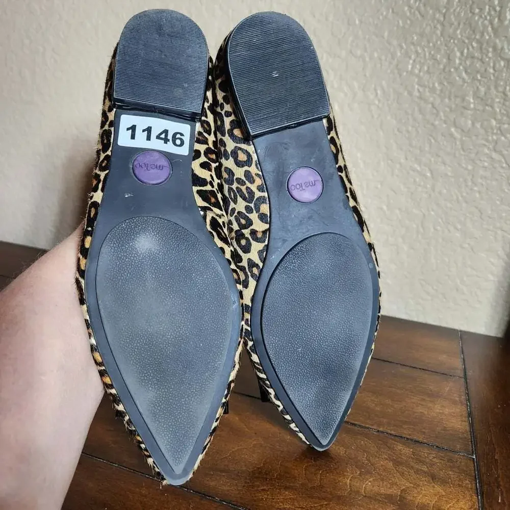Leopard Print Cheetah Calf Hair Flats Genuine Leather Size 8M